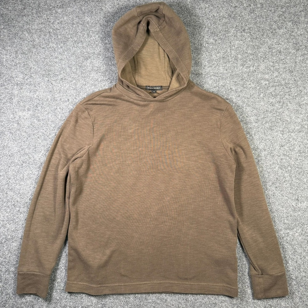 Banana Republic Hoodie Mens M Brown Slub Knit Cotton Blend Pullover Sweater